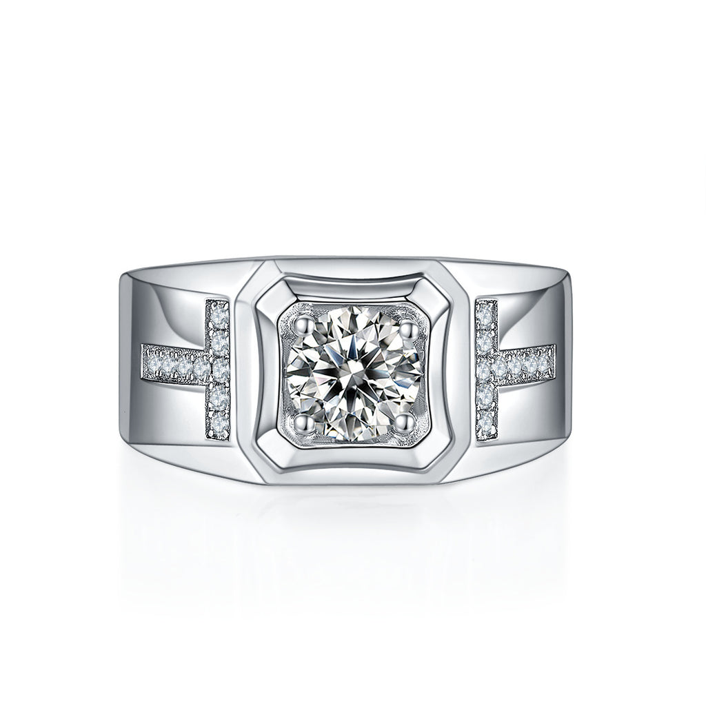 S925 Silver Double-T Moissanite Ring – Prestige Edition | T&P Men’s Collection