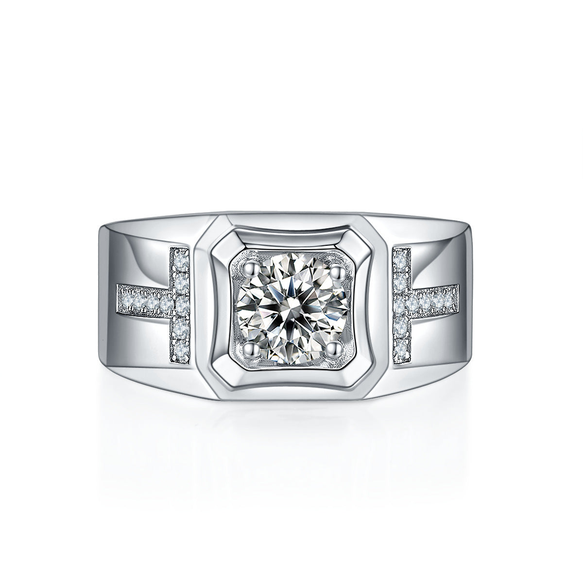 S925 Silver Double-T Moissanite Ring – Prestige Edition | T&P Men’s Collection