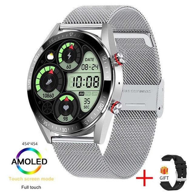 Luxury Stainless Steel Smartwatch – Bluetooth Call, Music, Fitness & Health Tracking