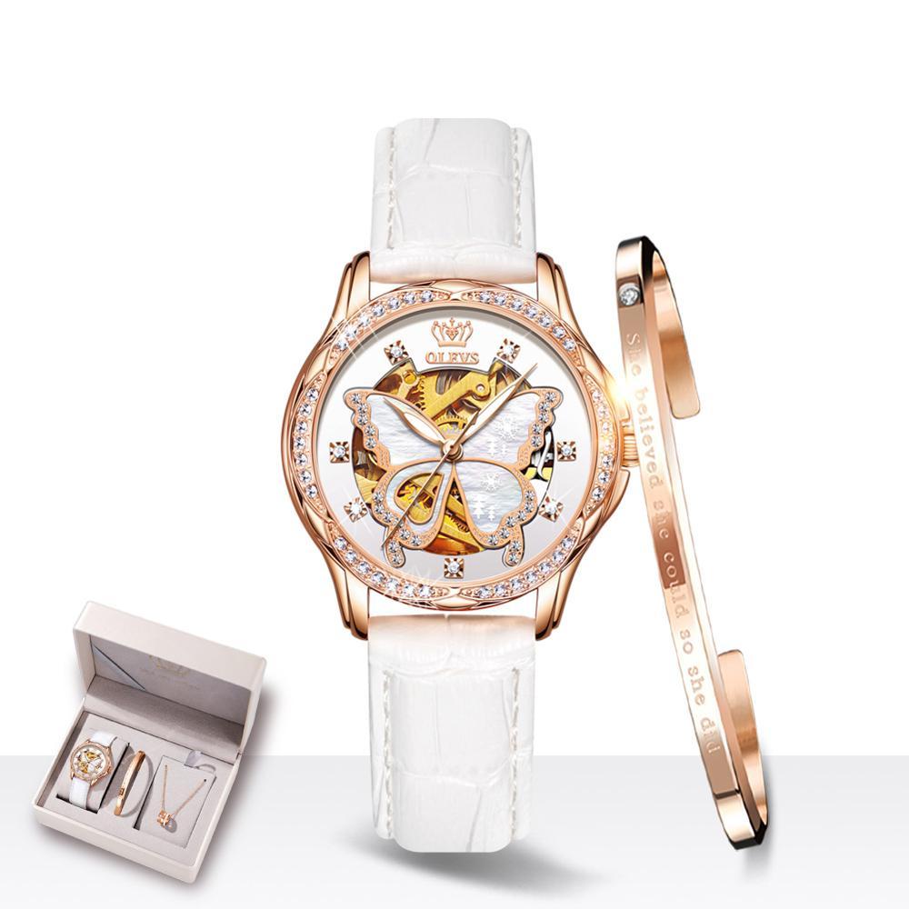 Luxury Ladies Automatic Mechanical Watch Gift Box – Elegant Skeleton Design
