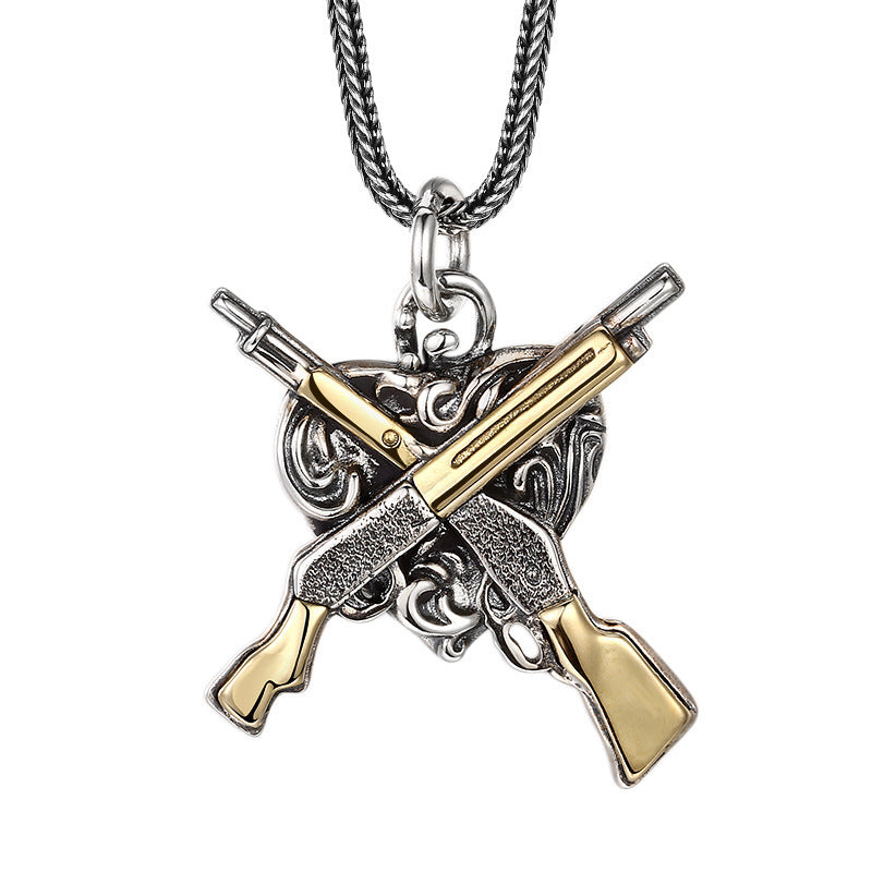 S925 Silver Dual Gun Pendant – Power & Heritage Edition | T&P Men’s Collection