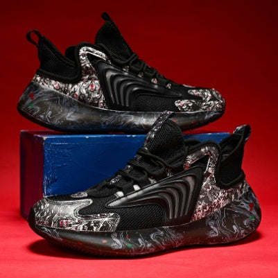 T&P MarbleWave Art Sneakers – Futuristic Marble-Design Running Shoes