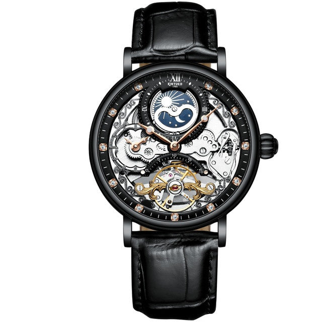 KINYUED Skeleton Automatic Mechanical Men’s Watch – Leather Strap
