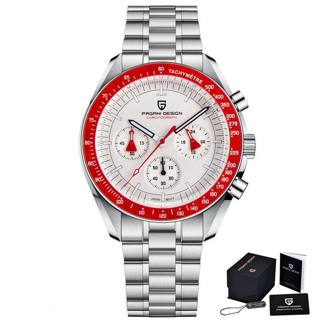 Luxury Multi-Function Black & Silver Men’s Watch – Waterproof Quartz Calendar Timepiece