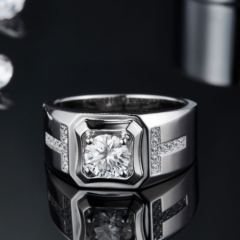 S925 Silver Double-T Moissanite Ring – Prestige Edition | T&P Men’s Collection