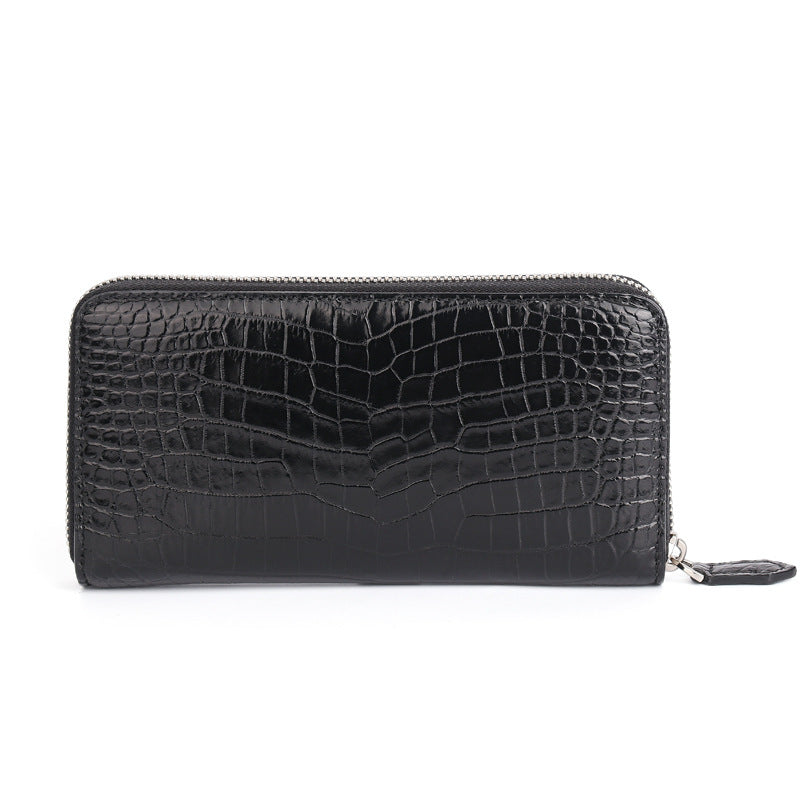 Luxury Crocodile Pattern Long Zipper Wallet – Elegant Multi-Card Leather Purse for Men