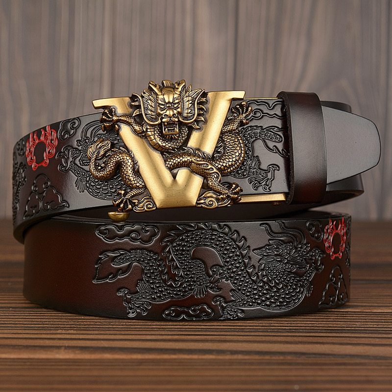 Men’s Dragon Buckle Leather Belt – Exclusive Luxury Edition