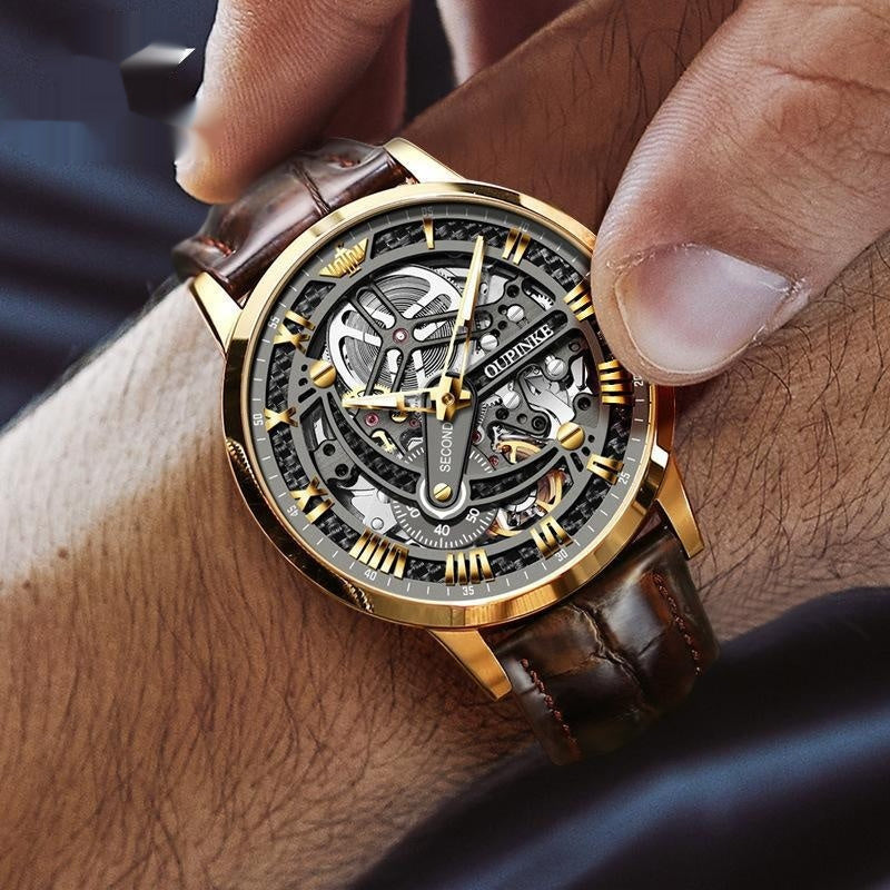 Luxury Automatic Mechanical Skeleton Watch – Men’s High-End Timepiece