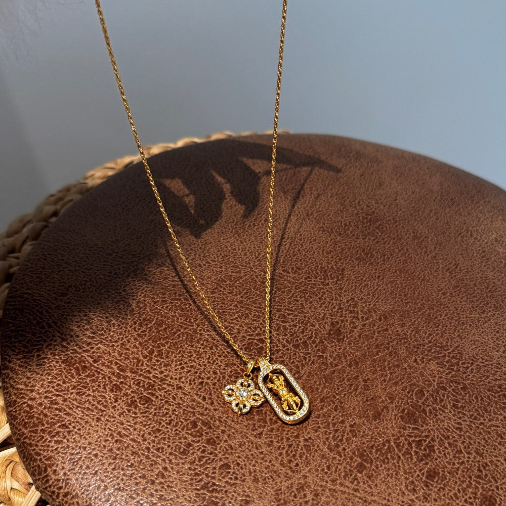T&P Golden Grace Double Pendant Necklace | 925 Gold-Plated Elegance