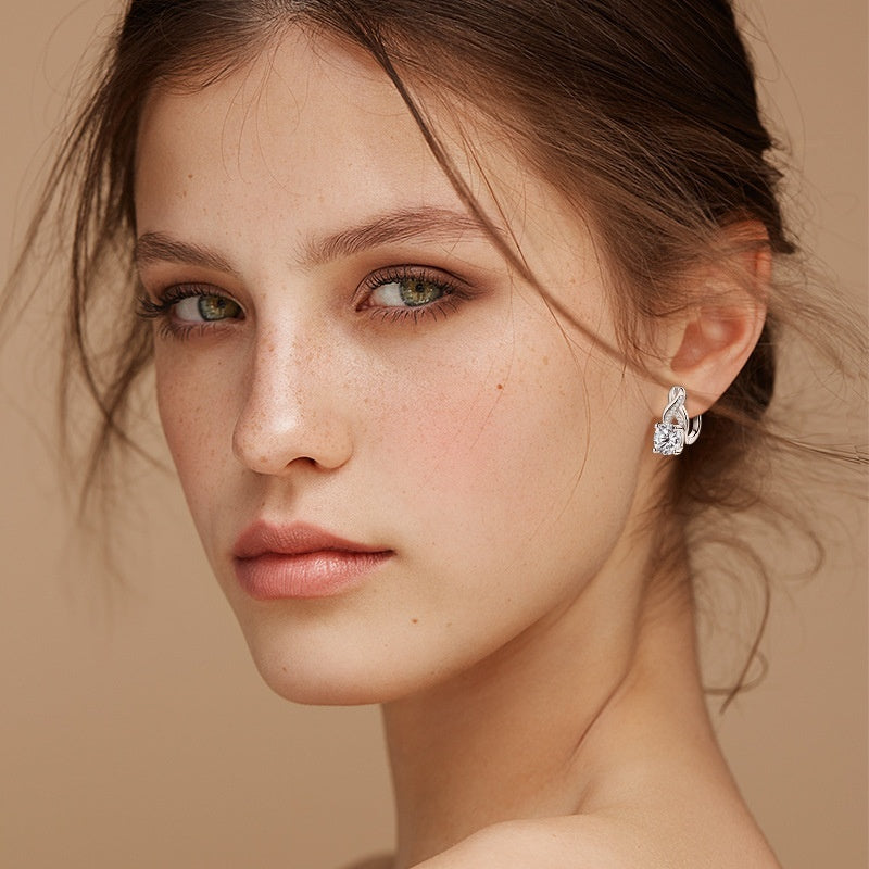 Moissanite Infinity Twist Earrings – 925 Sterling Silver Luxury Jewelry