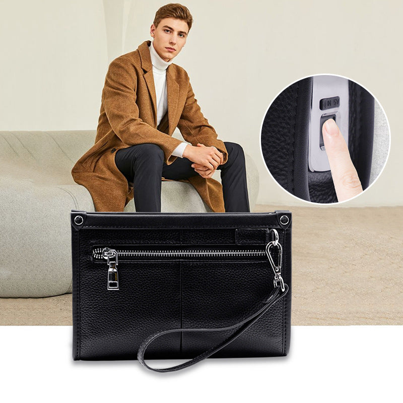 Luxury Business Leather Clutch – Men’s Wallet with Fingerprint Lock