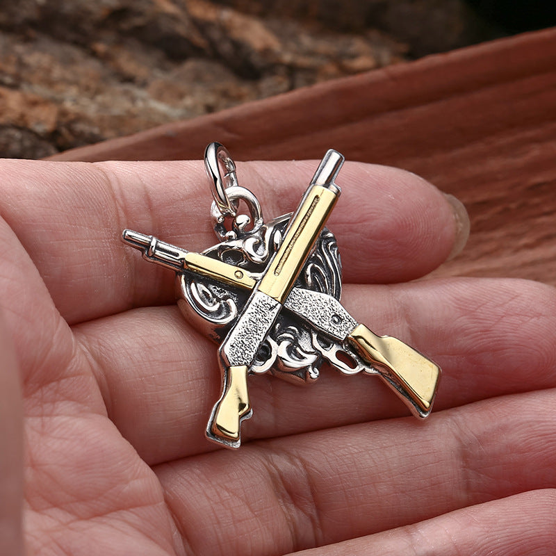 S925 Silver Dual Gun Pendant – Power & Heritage Edition | T&P Men’s Collection