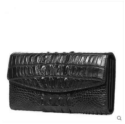 Luxury Women’s Crocodile Pattern Clutch – Tri-Fold Leather Wallet