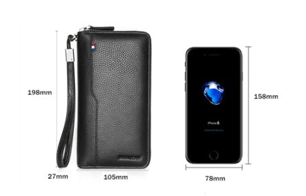 BISON Denim Large Capacity Zipper Wallet – Multi-Card Organizer for Men