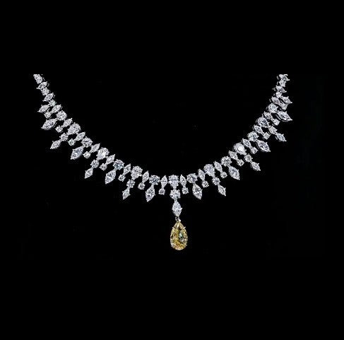Luxury Sterling Silver Diamond Necklace – Women’s Elegant Statement Jewelry