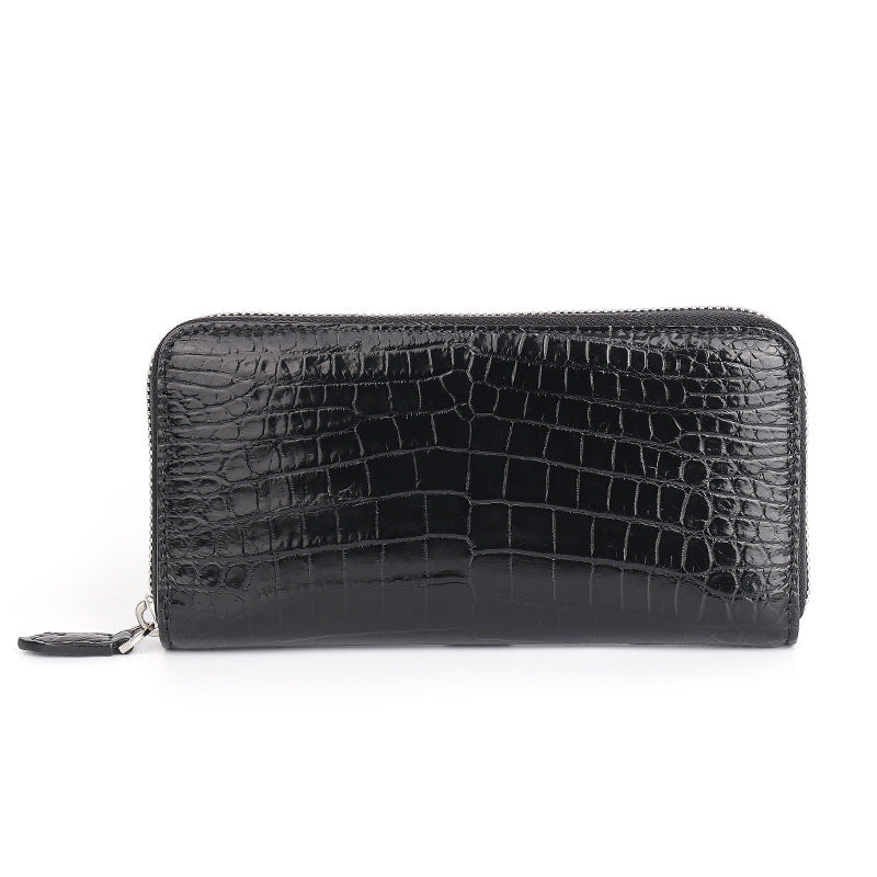 Luxury Crocodile Pattern Long Zipper Wallet – Elegant Multi-Card Leather Purse for Men