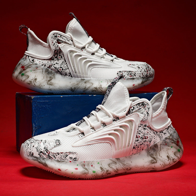 T&P MarbleWave Art Sneakers – Futuristic Marble-Design Running Shoes