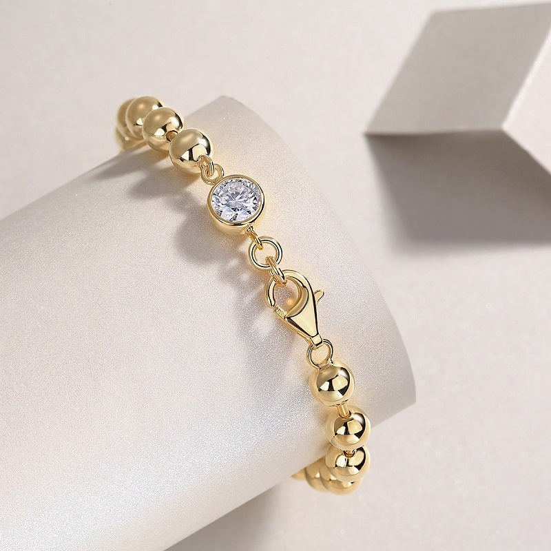 Luxury Gold Moissanite Bead Bracelet – Minimalist Elegance Jewelry for Women & Men