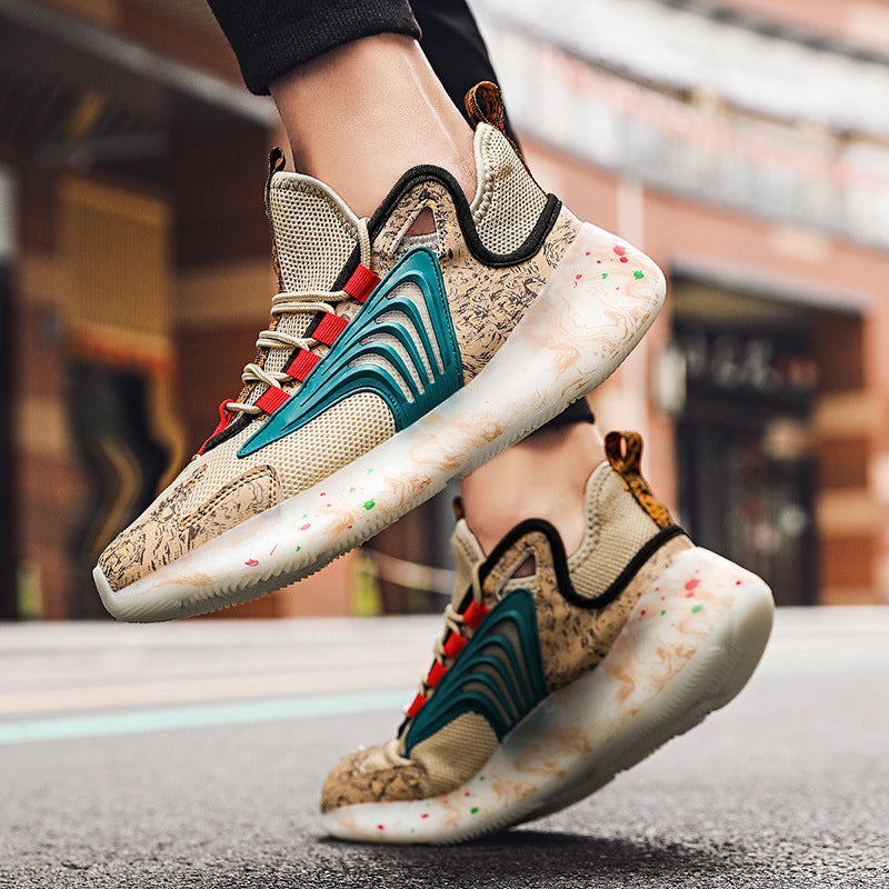 T&P MarbleWave Art Sneakers – Futuristic Marble-Design Running Shoes