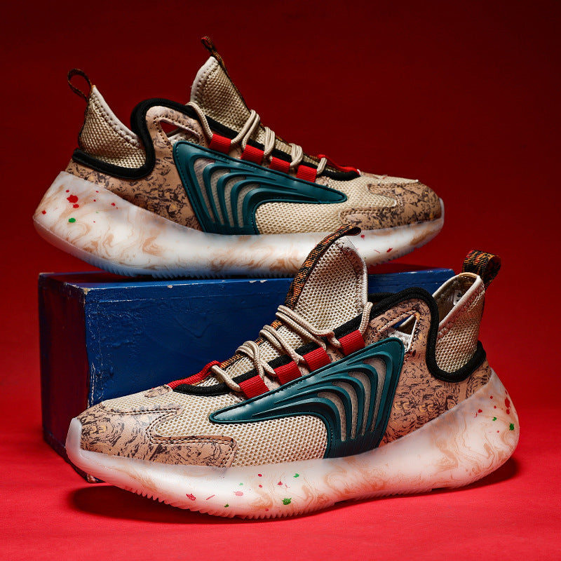 T&P MarbleWave Art Sneakers – Futuristic Marble-Design Running Shoes