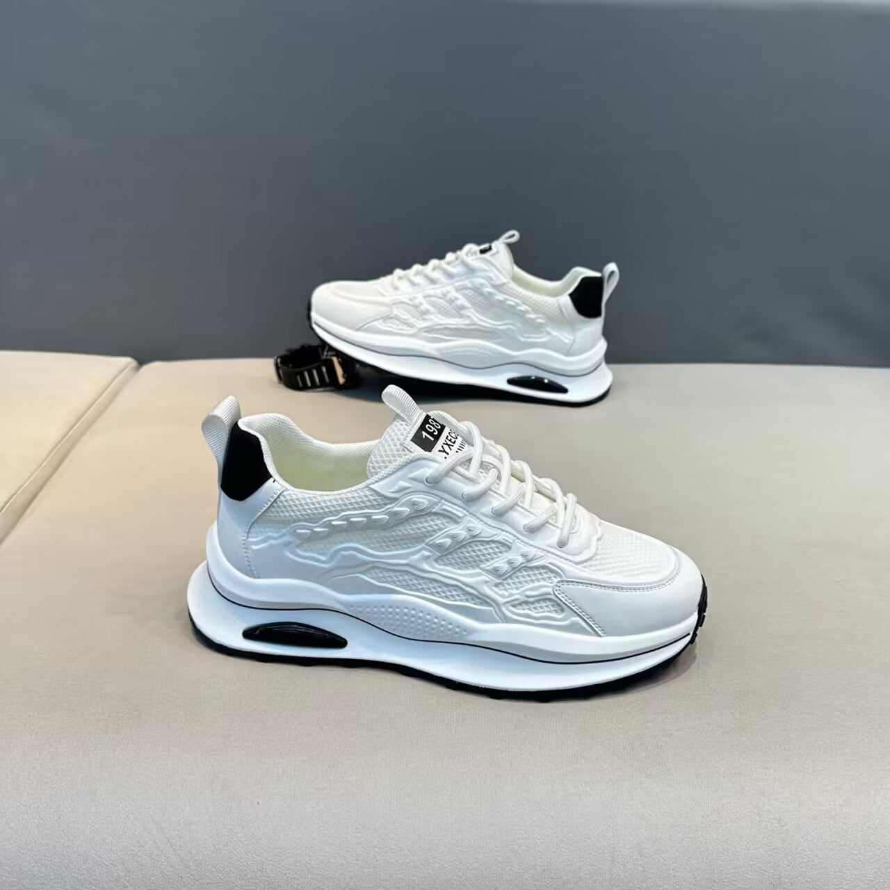 T&P AeroPulse White Sneakers – Breathable Mesh Lightweight Casual Shoes