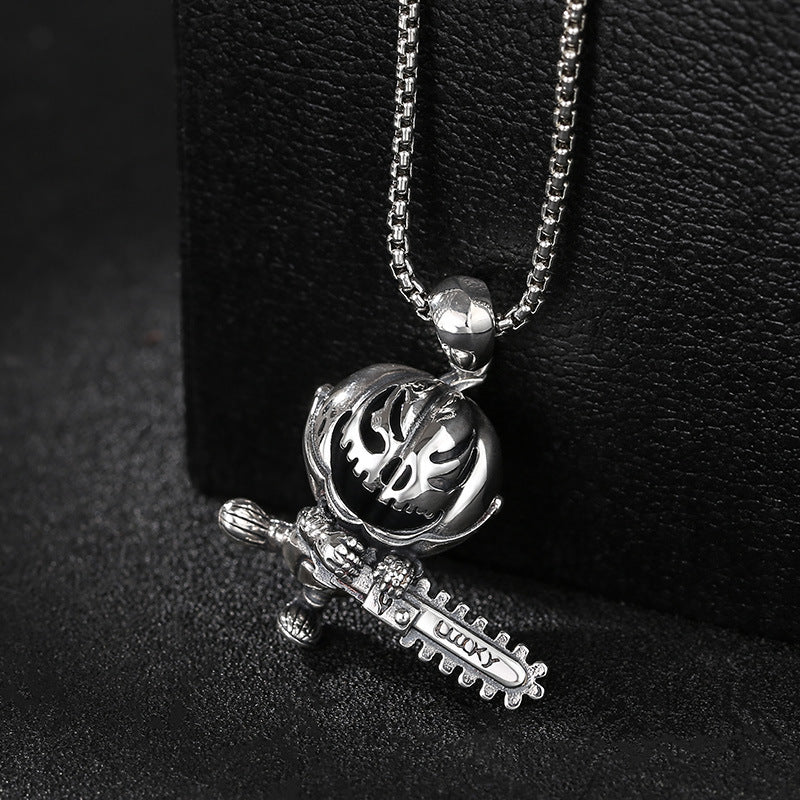 S925 Silver Chainsaw Clown Pendant – Dark Heritage Edition | T&P Men’s Collection