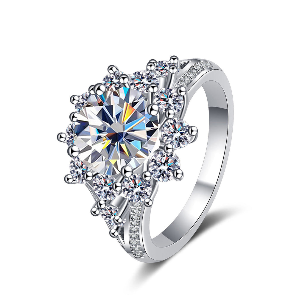 925 Sterling Silver Moissanite Ring – 3 Carat Luxury Engagement & Anniversary Jewelry