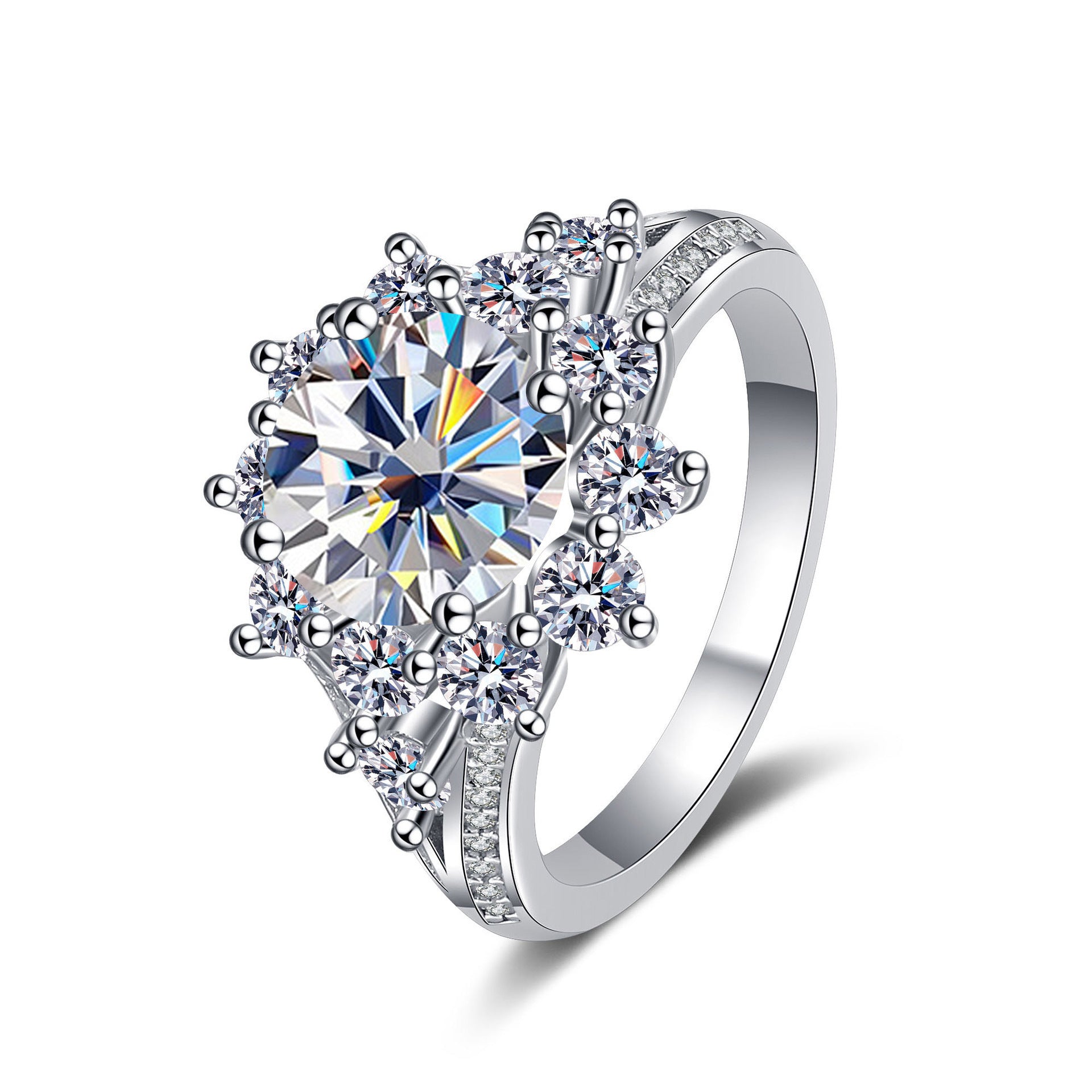 925 Sterling Silver Moissanite Ring – 3 Carat Luxury Engagement & Anniversary Jewelry