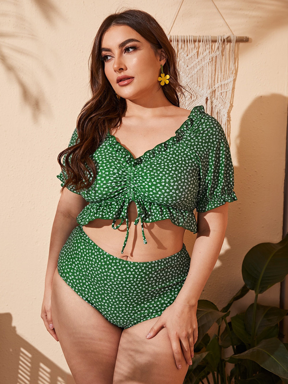T&P CurveRuffle Plus Bikini – Off-Shoulder Plus-Size High-Waist Swim Set