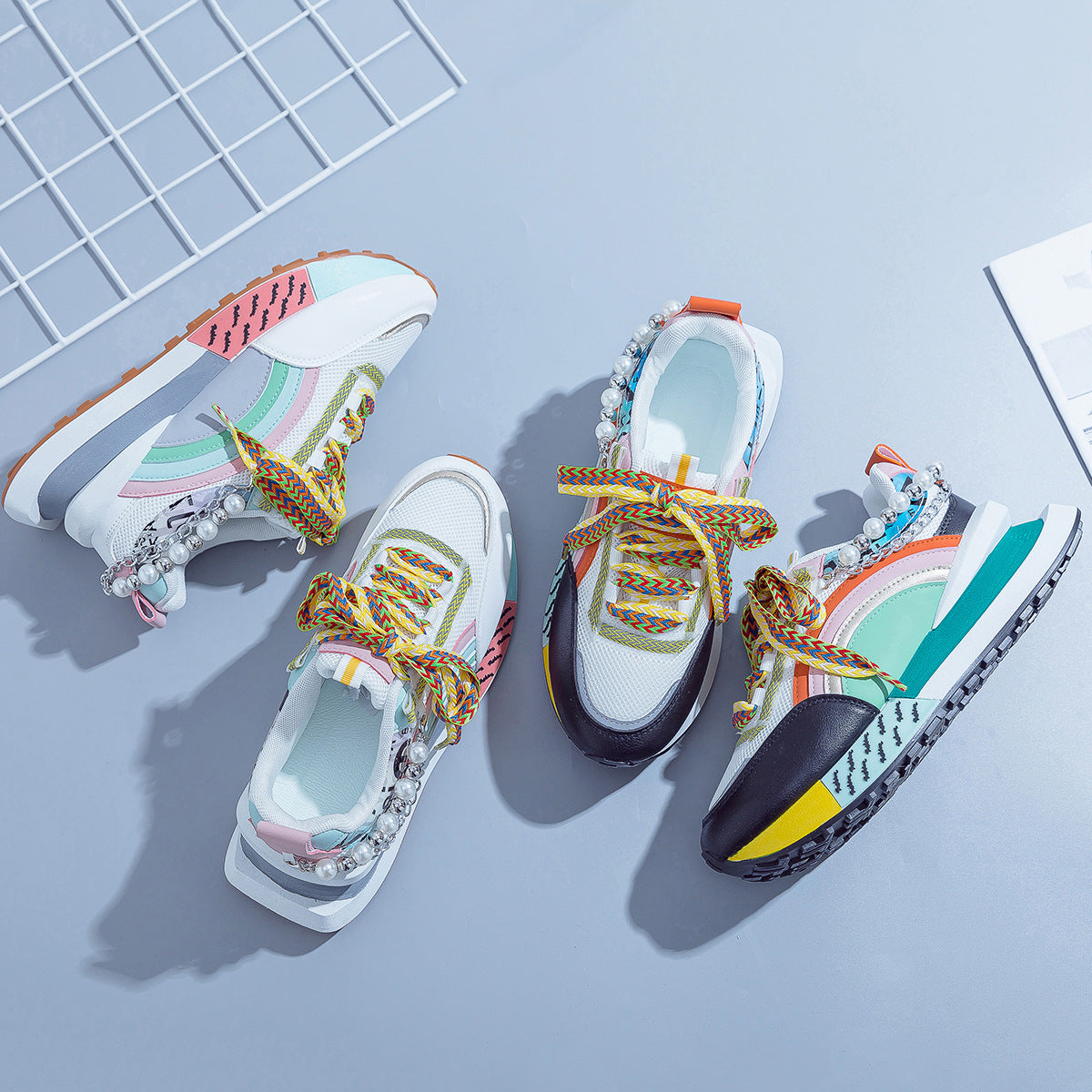 T&P CrystalMotion Sneakers – Women’s Shiny Chunky Street Sneakers