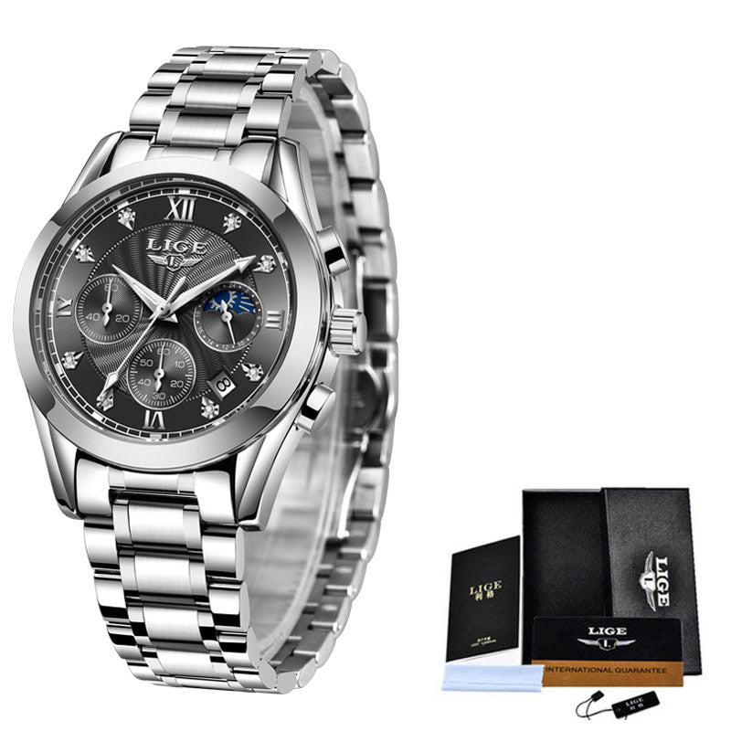 Luxury Two-Tone Stainless Steel Business Watch – Waterproof Men’s Classic Timepiece
