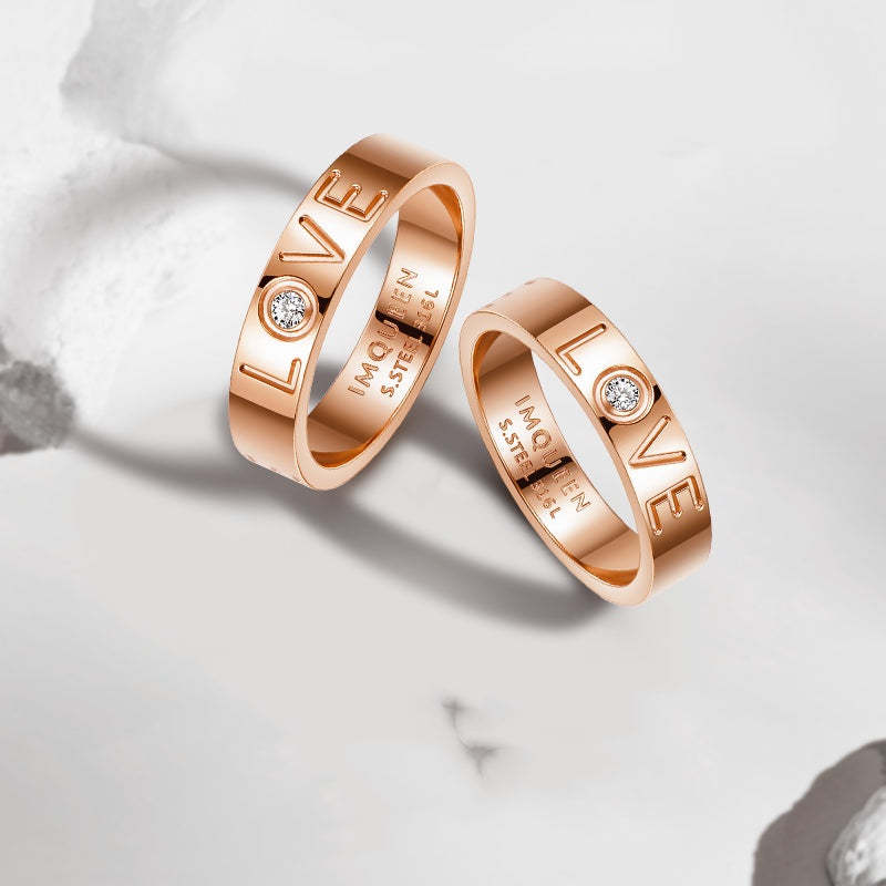 Titanium Steel LOVE Ring – Elegant Couple Jewelry Gift