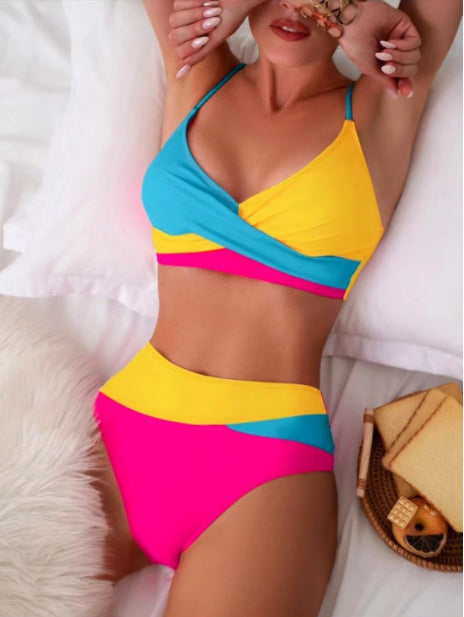 T&P ColorFusion Bikini – High-Waist Color Block Swimsuit