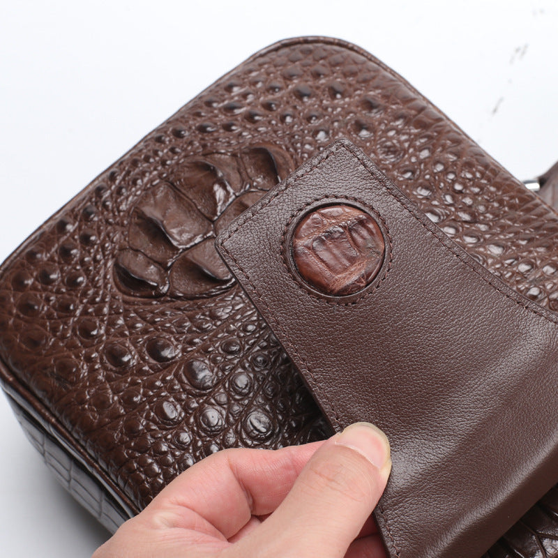 Luxury Crocodile Pattern Leather Crossbody Bag – Premium Chest Shoulder Bag for Men