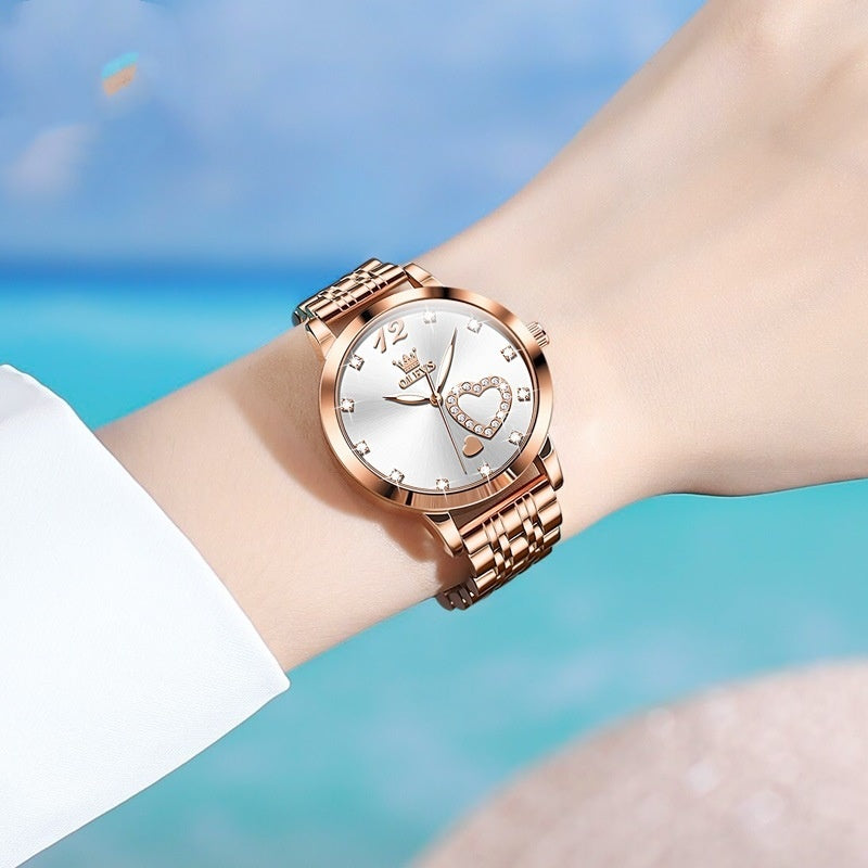 Elegant Heart Rose Gold Women’s Watch | T&P Luxury Store