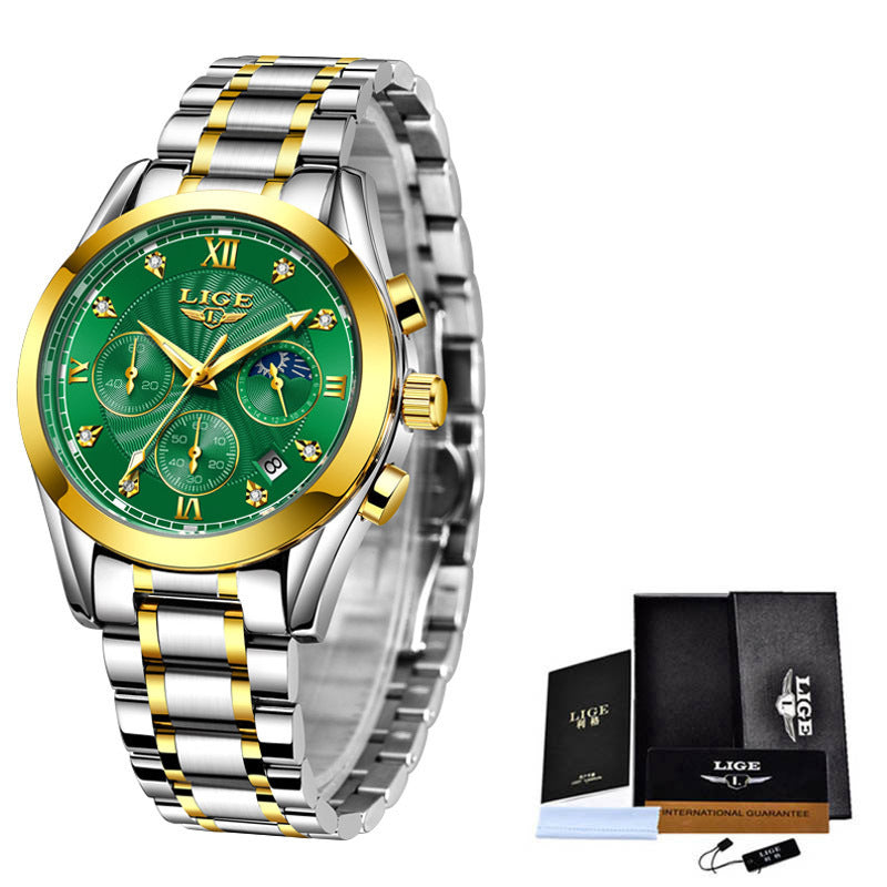 Luxury Two-Tone Stainless Steel Business Watch – Waterproof Men’s Classic Timepiece