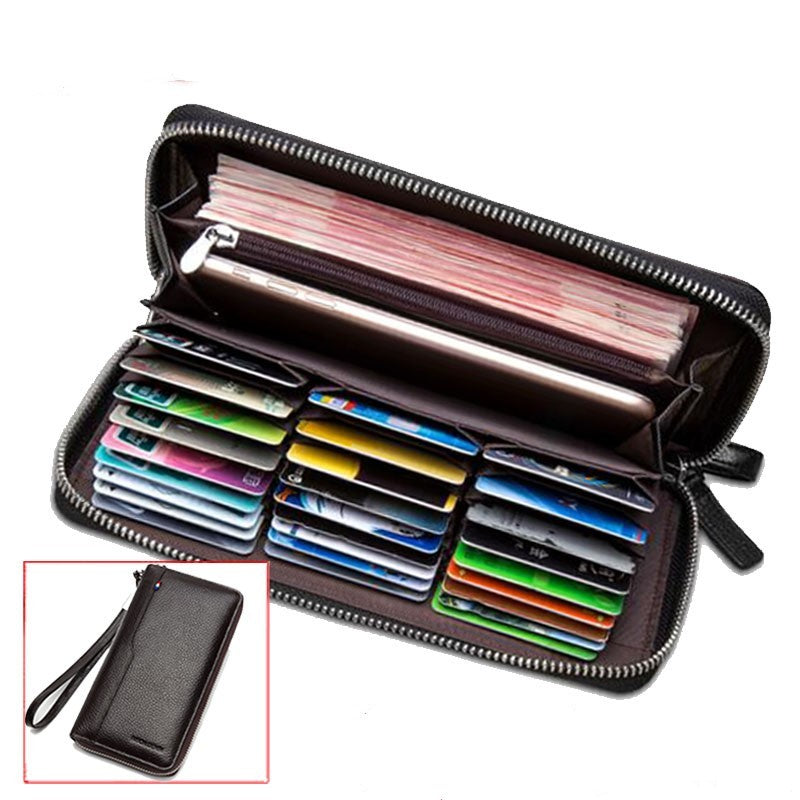 BISON Denim Large Capacity Zipper Wallet – Multi-Card Organizer for Men