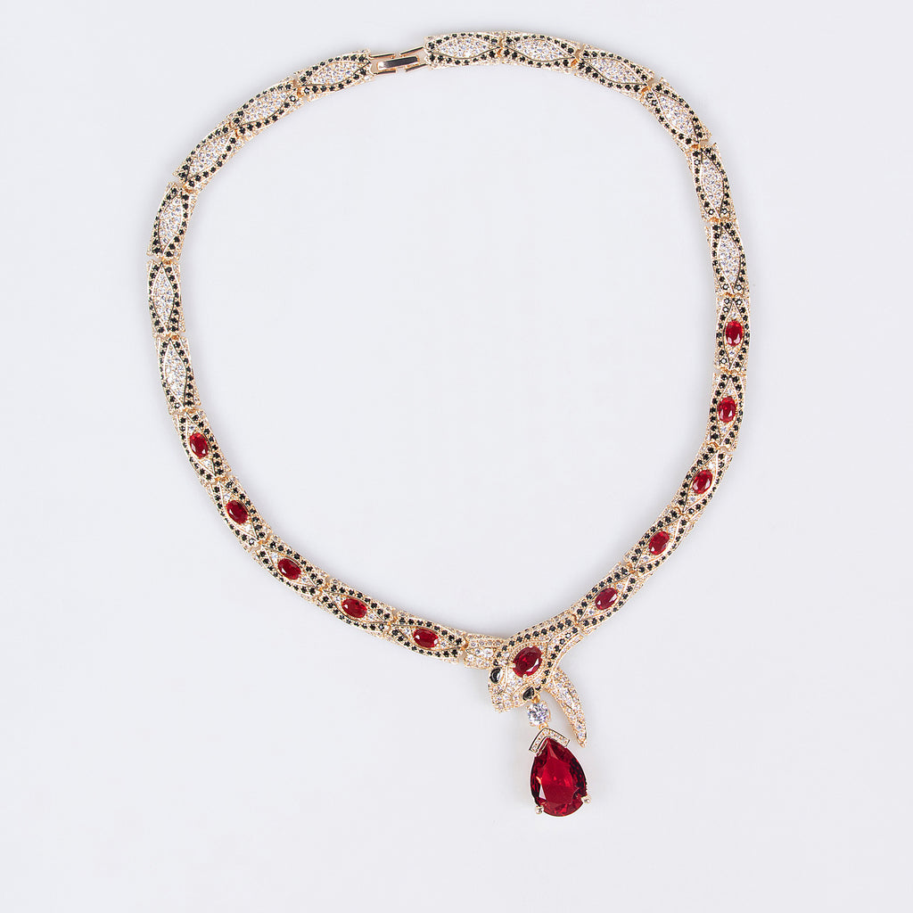 Luxury Snake Design Zircon Jewelry Set – Necklace & Earrings