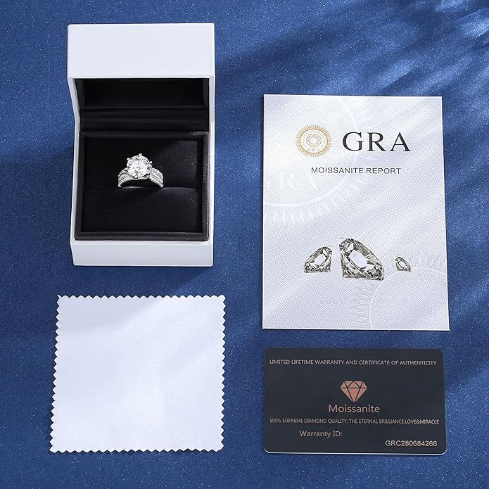 5ct Moissanite Engagement Ring – 11mm D Color VVS1 Stone, Sterling Silver Luxury Promise Ring