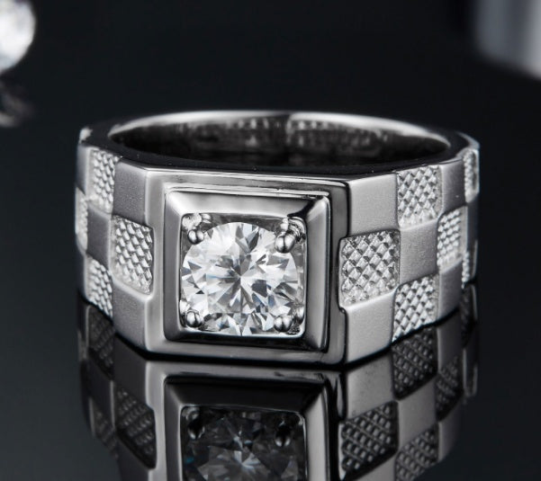 S925 Silver 1-Carat Moissanite Men’s Ring – Diamond Strength Edition | T&P Men’s Collection