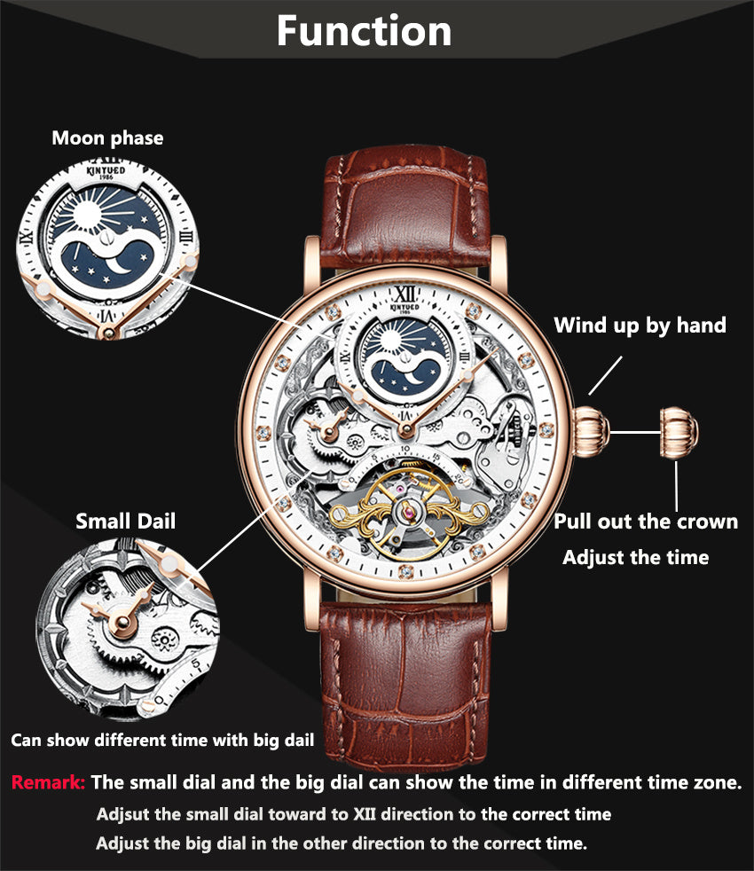 KINYUED Skeleton Automatic Mechanical Men’s Watch – Leather Strap