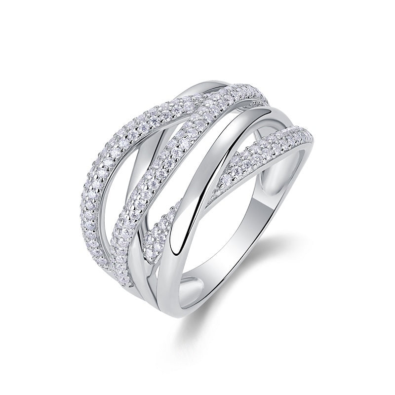 T&P Brilliant Interweave Moissanite Ring | S925 Platinum-Plated Elegance
