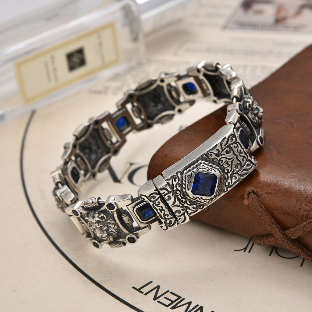 Lion’s Dominion Bracelet – 925 Sterling Silver Royal Zircon Edition