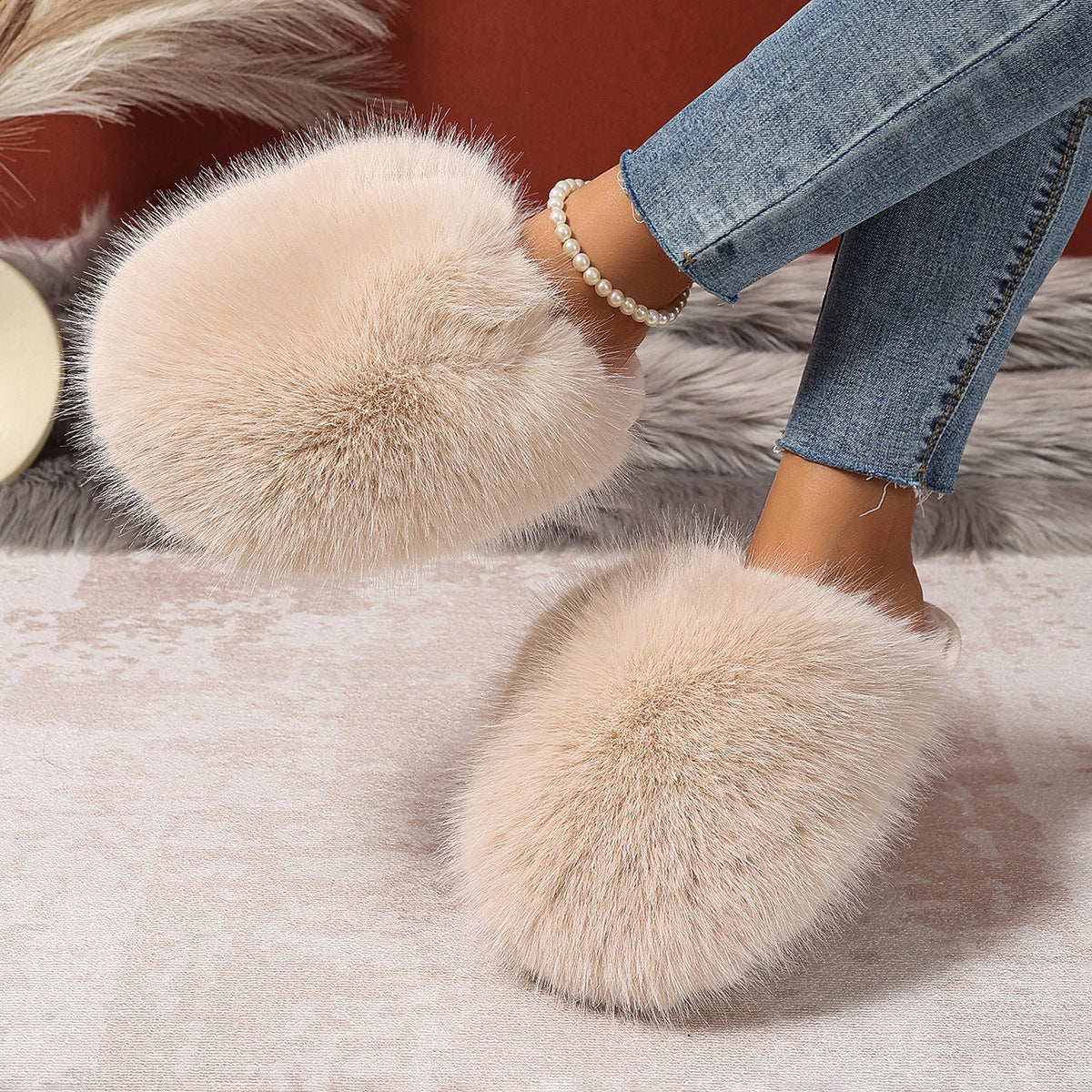 T&P Fluffy Fur Slippers – WOMEN Cozy Home Slippers