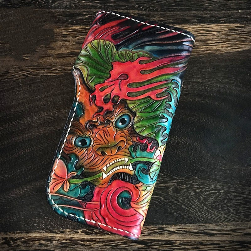 Luxury Handmade Dragon Leather Wallet – Unique Artistic Treasure