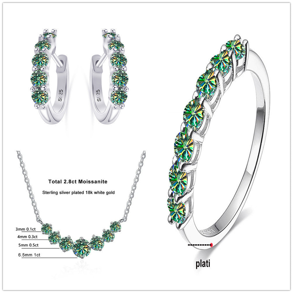 Luxury 4.5 Carat Moissanite Jewelry Set – Ring, Earrings, Bracelet & Necklace