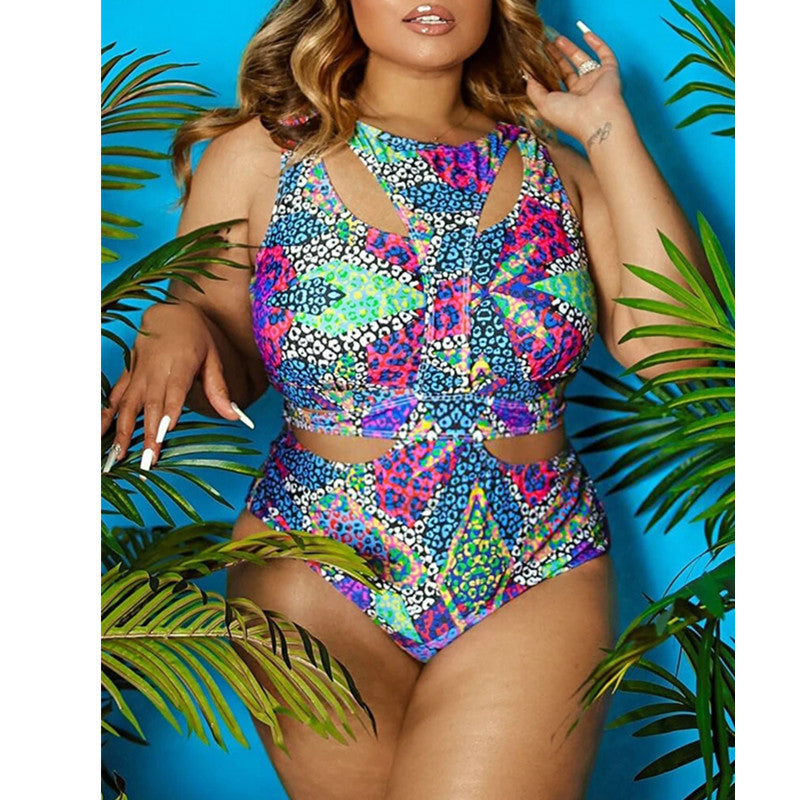 T&P EthnoCurve Cutout One-Piece – Tribal Print Plus-Size Swimsuit