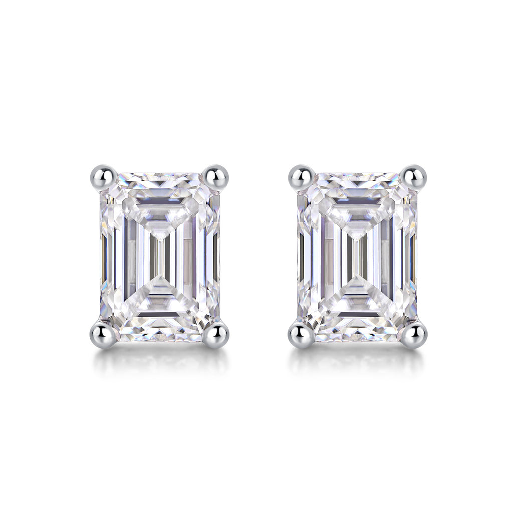 Luxury Emerald Cut Moissanite Stud Earrings – Classic Women’s Jewelry Gift