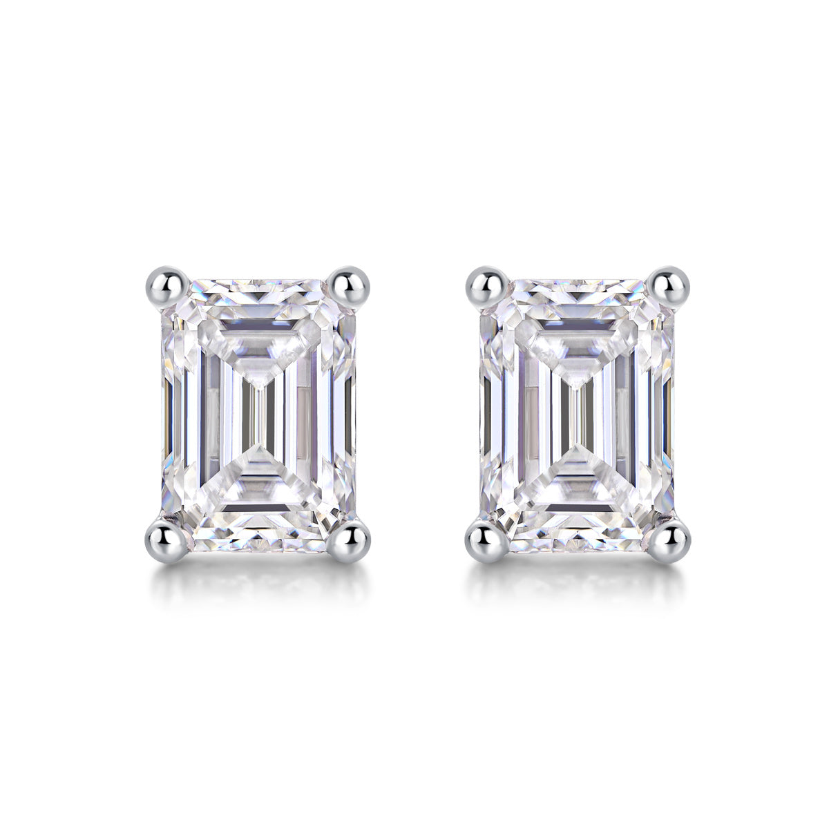 Luxury Emerald Cut Moissanite Stud Earrings – Classic Women’s Jewelry Gift