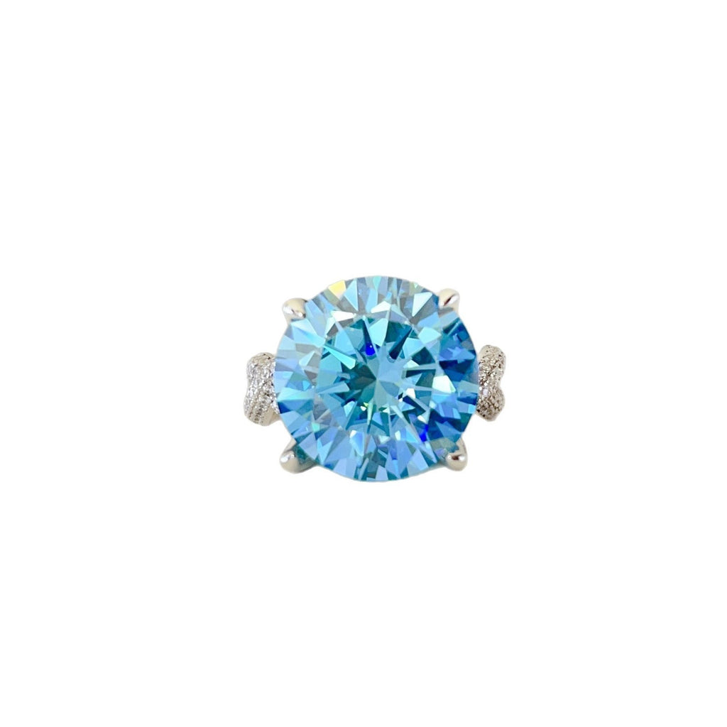 Luxury 10 Carat Blue Moissanite Engagement Ring – Elegant Statement Jewelry